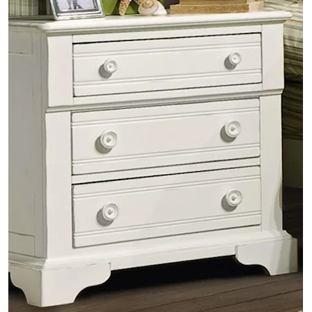Nightstand with 3 Drawers in Creamy White Finish